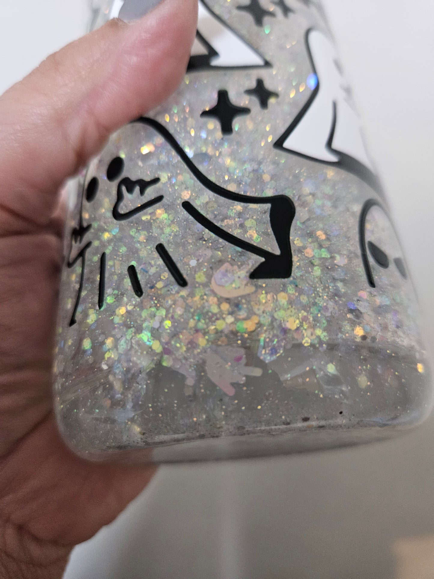 Middle finger funny ghost snowglobe glass