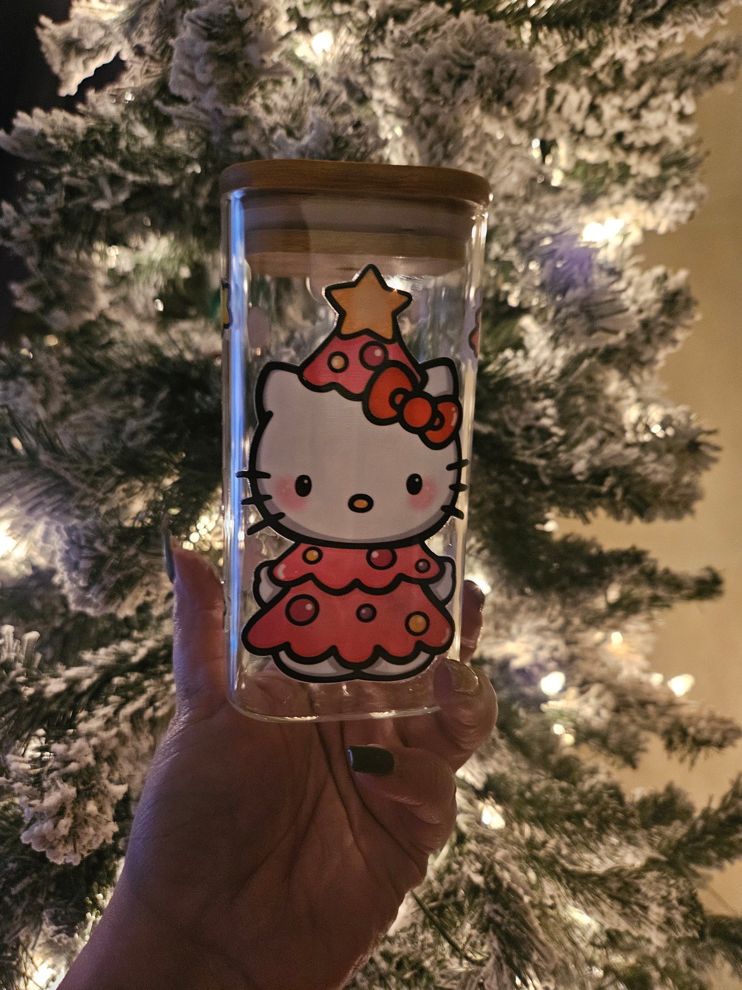 Pink Kitty Square glass Tumbler