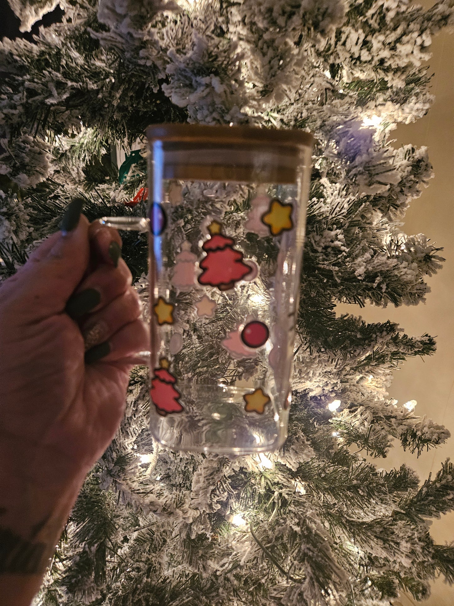 Pink Kitty Square glass Tumbler