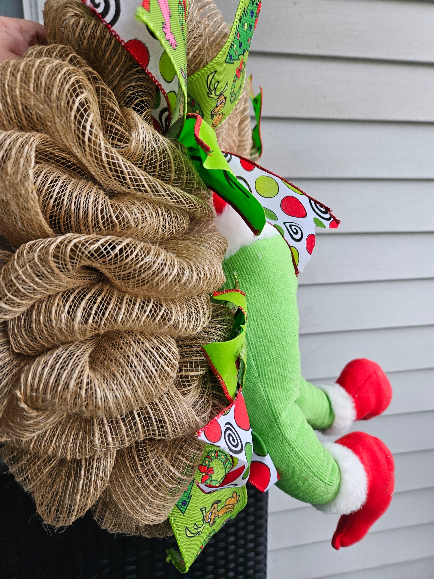 Stuck Grinchy inspired Christmas wreath