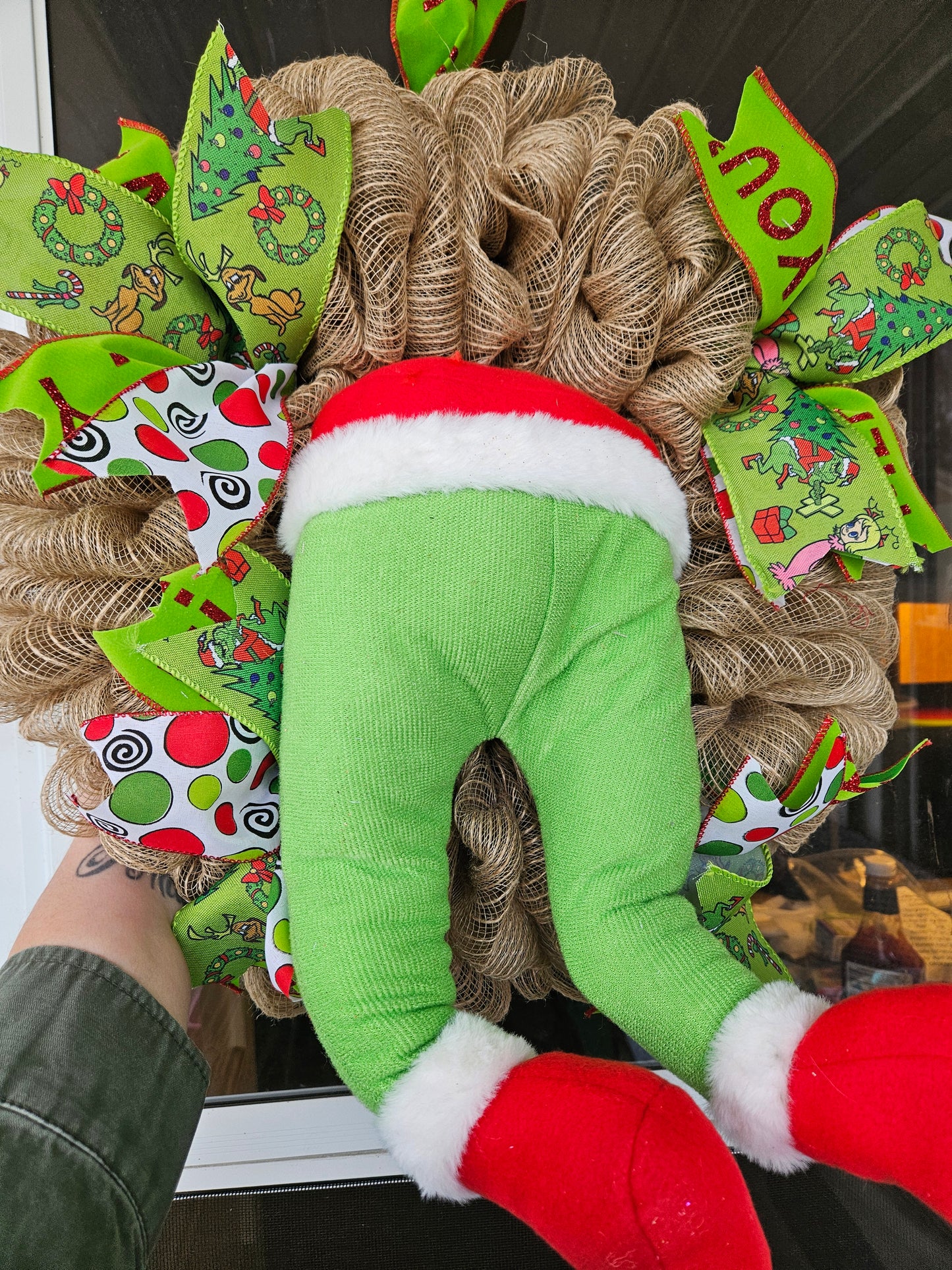 Stuck Grinchy inspired Christmas wreath