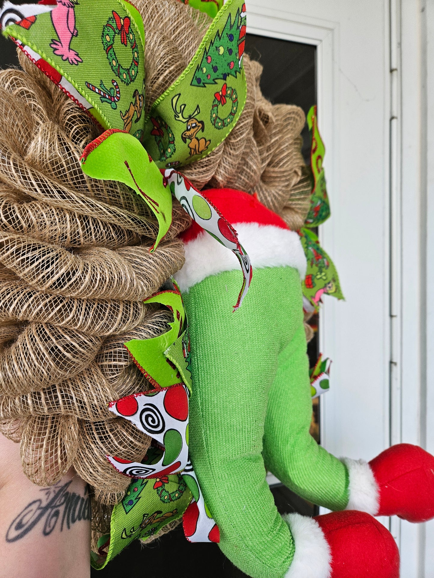 Stuck Grinchy inspired Christmas wreath