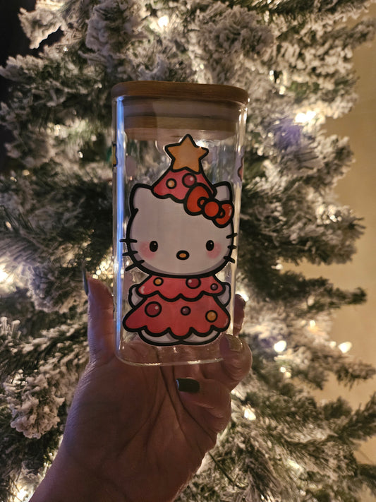 Pink Kitty Square glass Tumbler