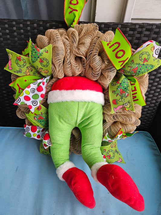 Stuck Grinchy inspired Christmas wreath