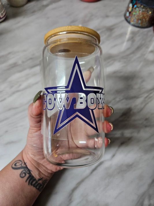 Cowboys 16 oz Glass Tumbler